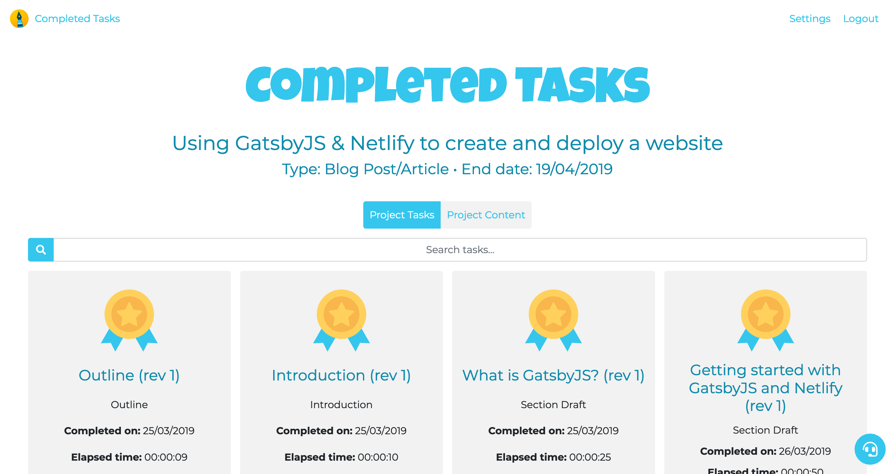 ActionBuddy Completed Tasks