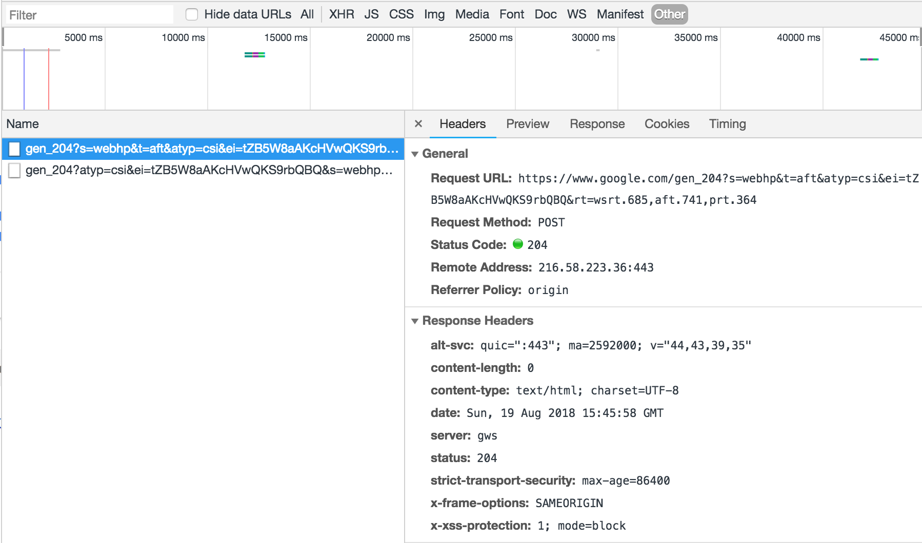 Filter Network by Other in Chrome development tools