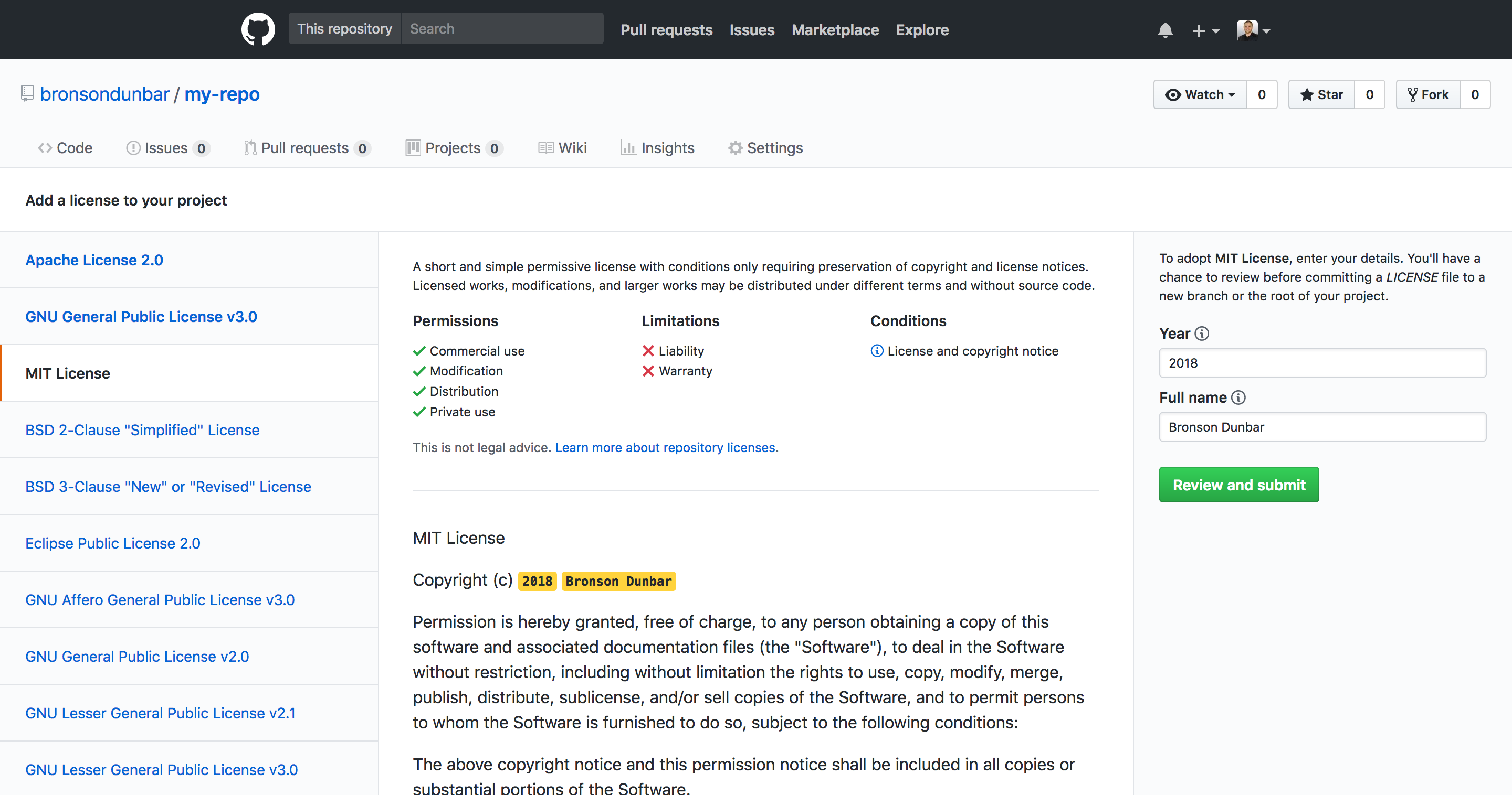 License templates