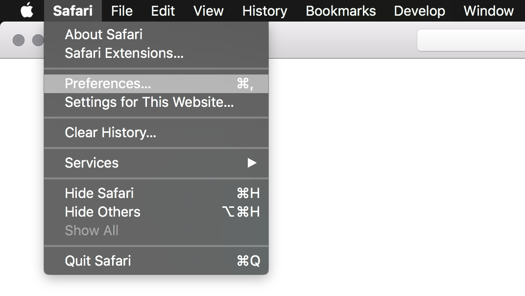 Safari preferences