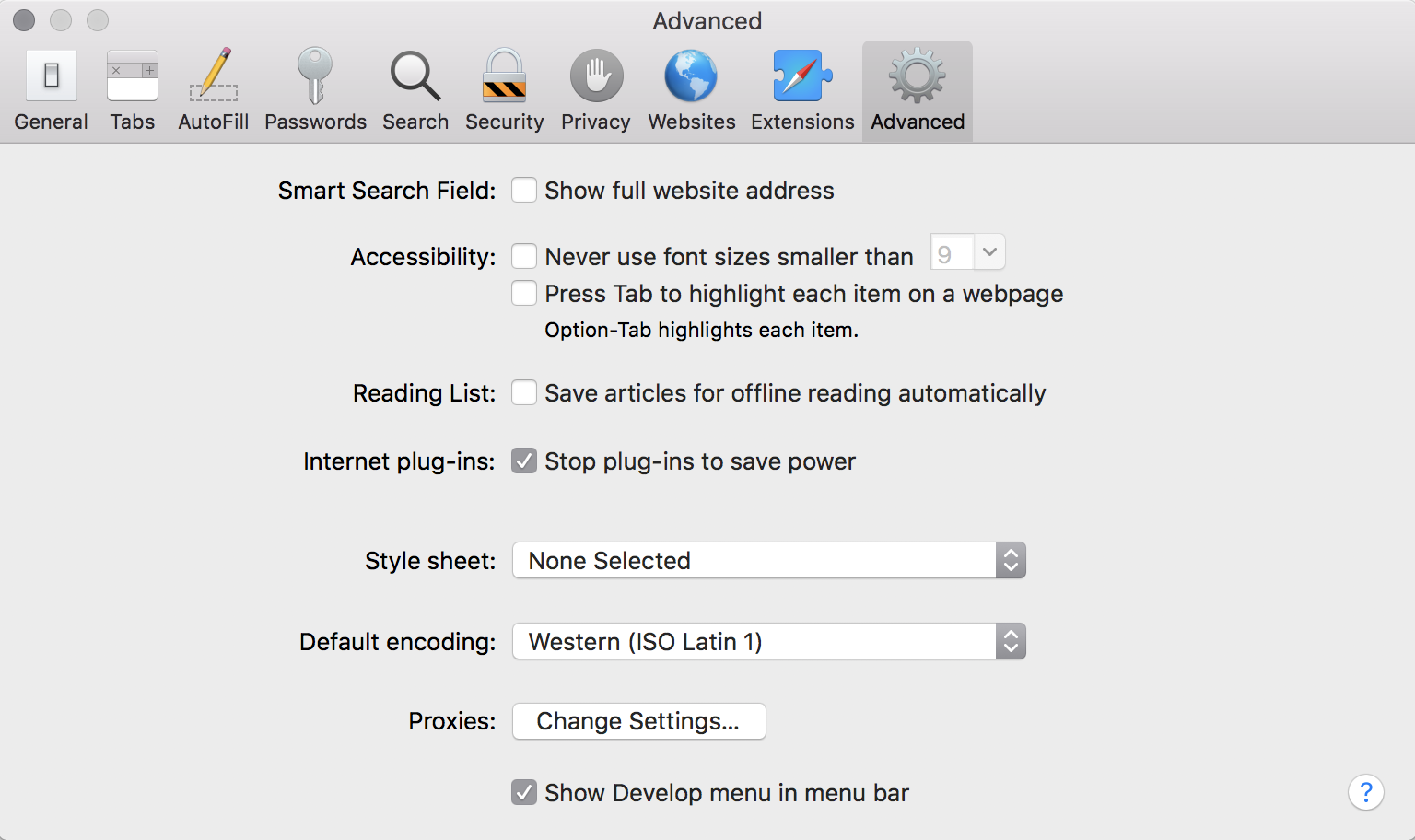 Show Develop menu in Safari